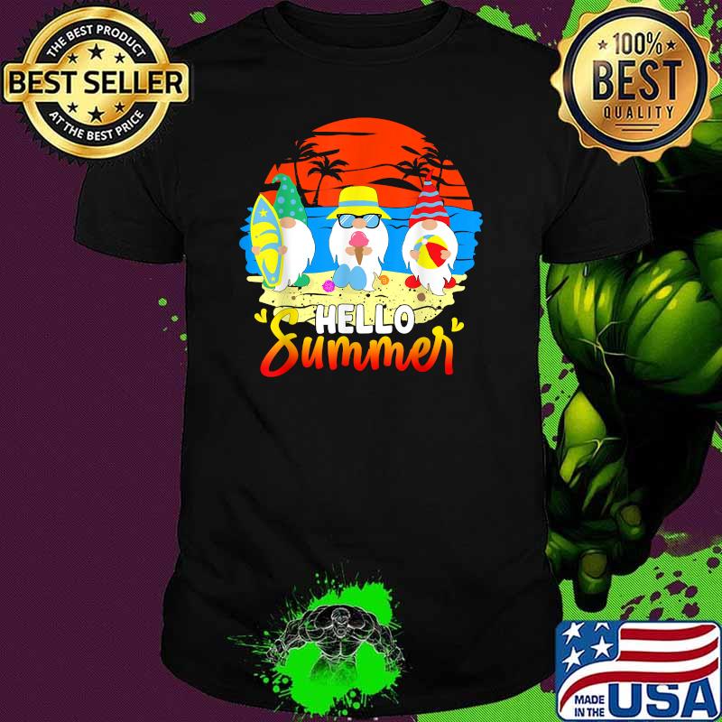 Hello Summer Gnomes Beach Party Summer Vibes Vintage Shirt