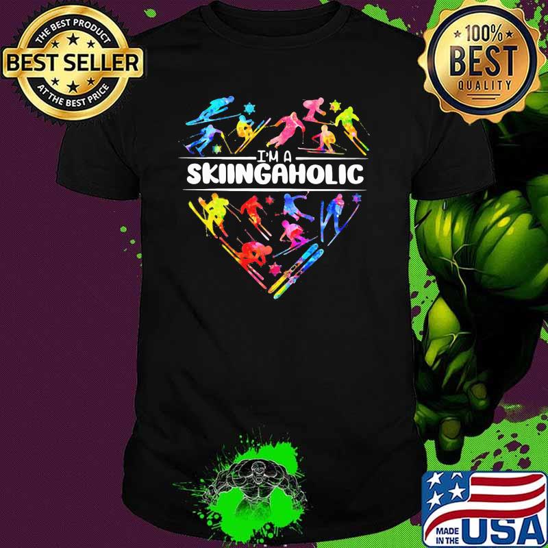 I'm A Skiing Aholic Heart Watercolor Shirt