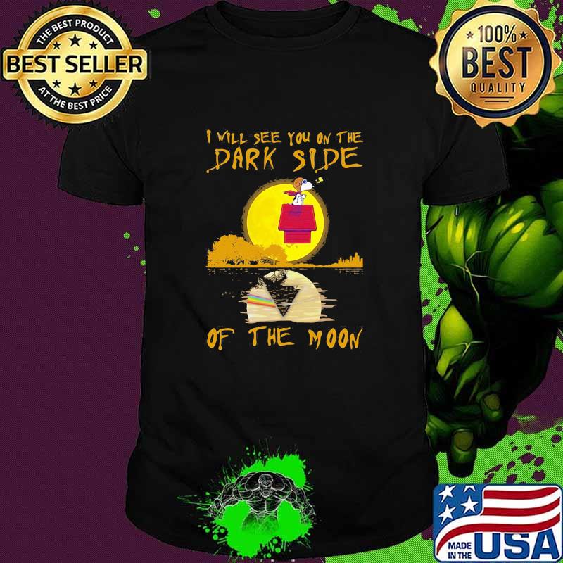 I will see you on the Dark Side of the moon Lake snoopy pink floyd shirt