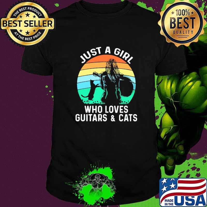 Just A Girl Who Loves Guitars And Cats Vintage Shirt