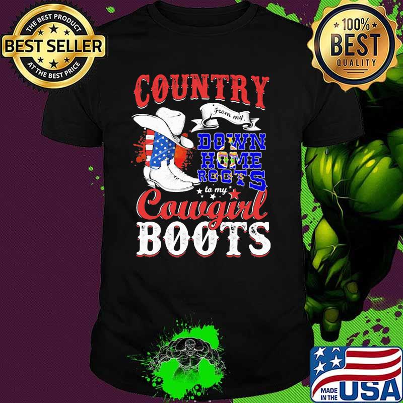 Kanas Country Down Home Roots Cowgirl Boots American Flag Shirt