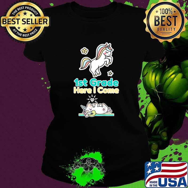Kids Kindergarten Graduation 1st Grade Here I Come Unicorn T-Shirt Ladies tee Kids Kindergarten Graduation 1st Grade Here I Come Unicorn T-Shirt Ladies tee