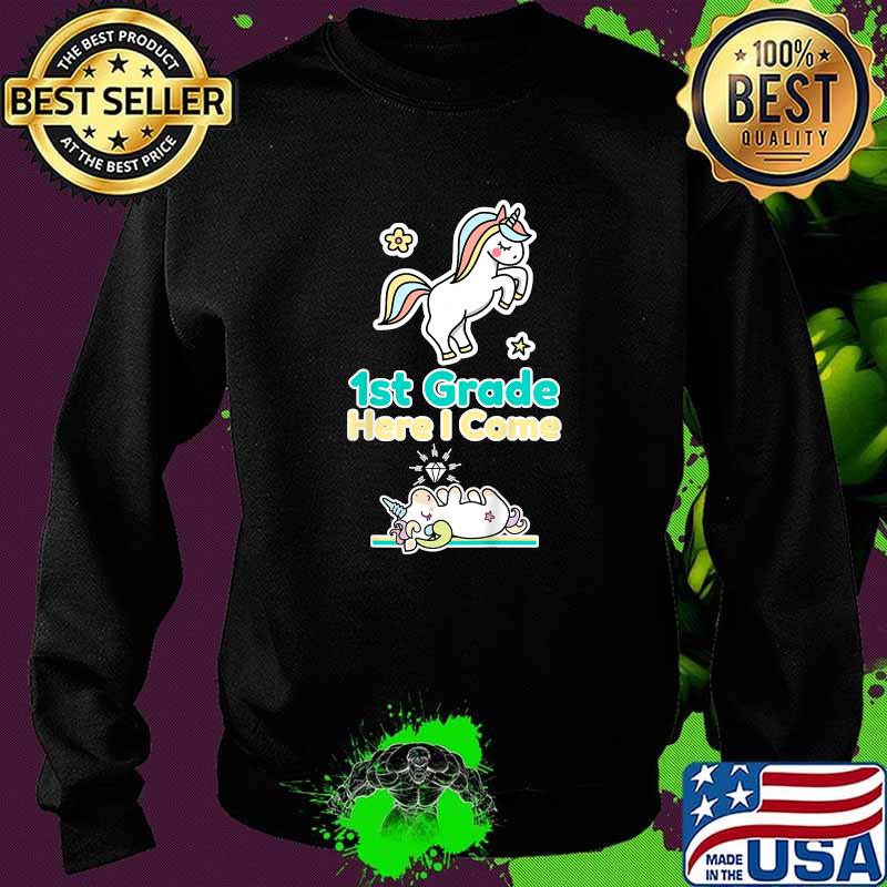Kids Kindergarten Graduation 1st Grade Here I Come Unicorn T-Shirt Sweater Kids Kindergarten Graduation 1st Grade Here I Come Unicorn T-Shirt Sweater
