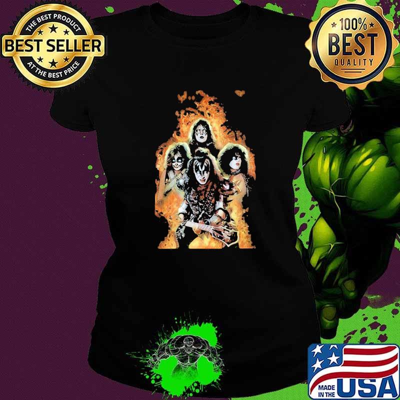 Kiss band rock music girls fire Ladies tee Kiss band rock music girls fire Ladies tee