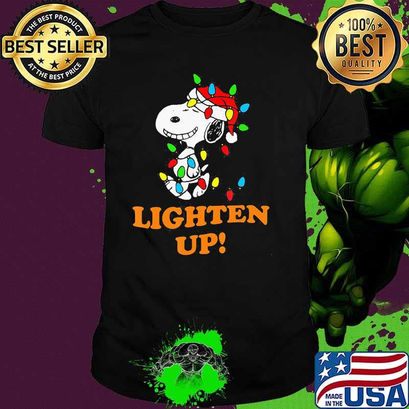 Lighten up snoopy wear hat santa clause merry christmas shirt