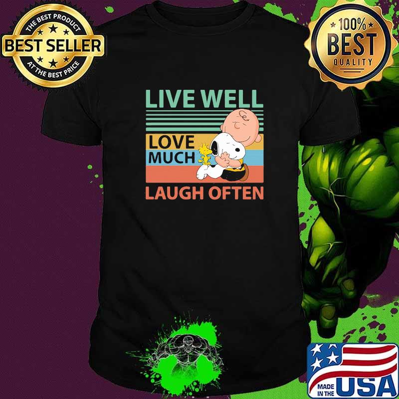 Live Well Love Much Laugh Often Snoopy Peanuts Vintage Shirt