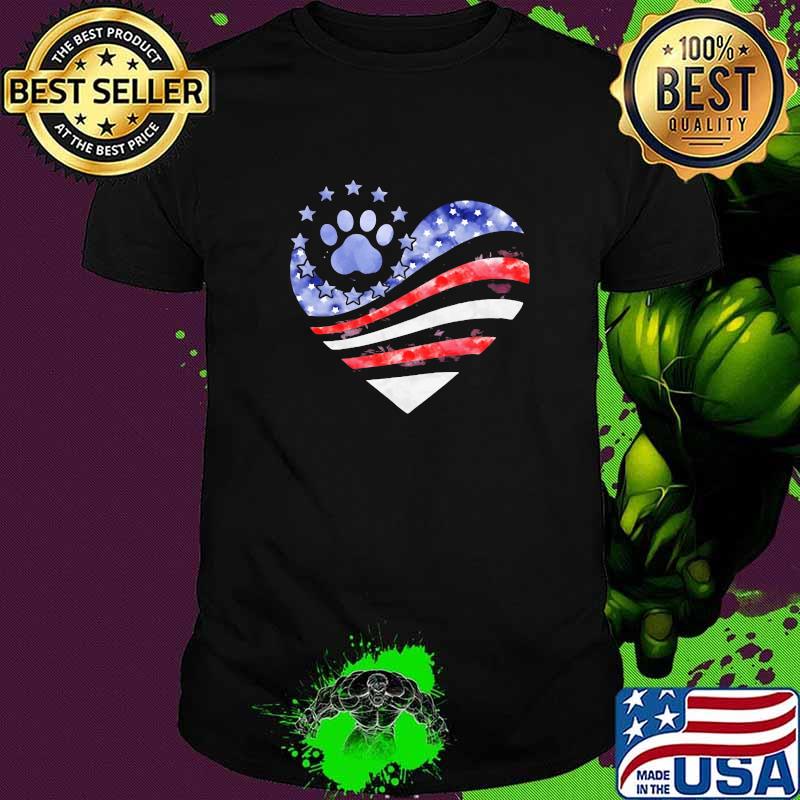 Love Dog Heart American Flag Shirt