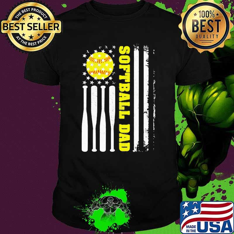 Love Softball Dad American Flag Shirt