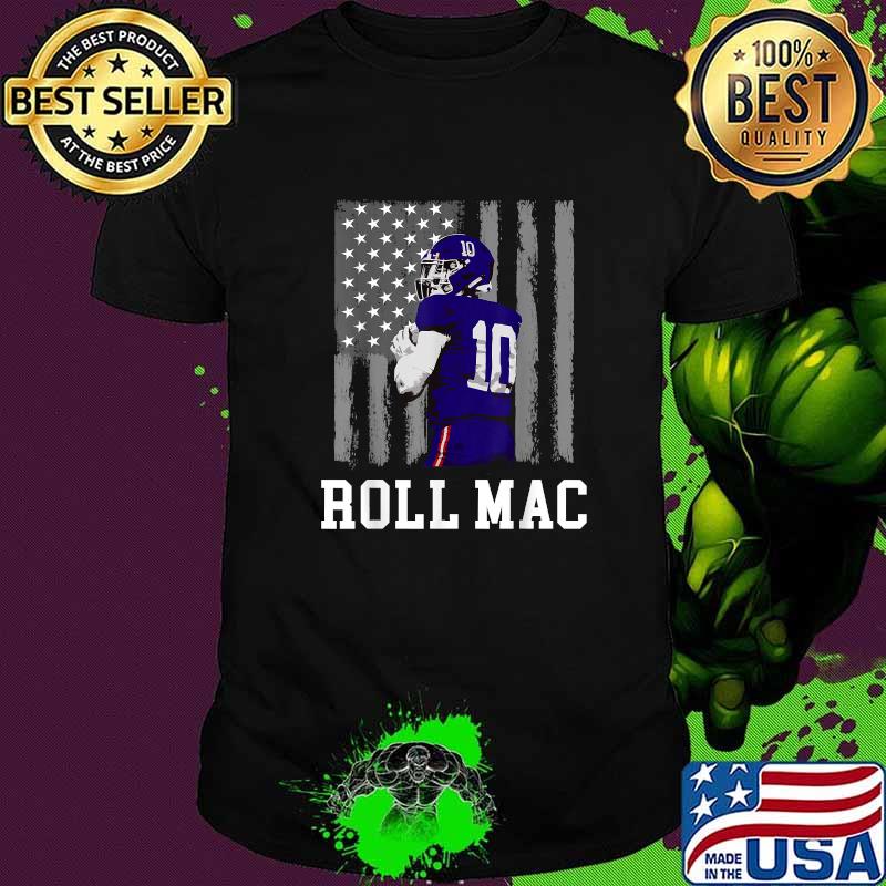 Mac Jones Alabama Roll Mac Jones Blue American Flag Football T-Shirt