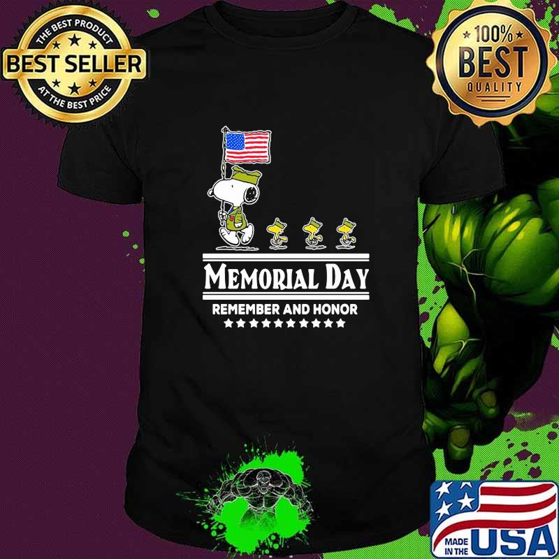 Memorial Day Remember And Honor Snoopy American Flag Shirt