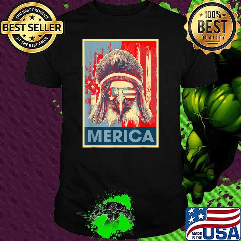 Merica Eagle Mullet 4th of July Vintage American US Flag T-Shirt