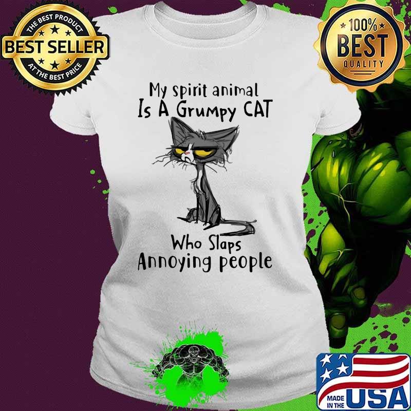 My Spirit Animal Is A Grumpy Cat Who Slaps Annoying People Cat Shirt Ladies tee My Spirit Animal Is A Grumpy Cat Who Slaps Annoying People Cat Shirt Ladies tee
