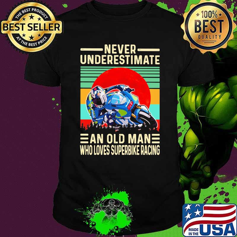 Never Underestimate An Old Man Who Loves Superbiker Racing Blood Moon Vintage Shirt
