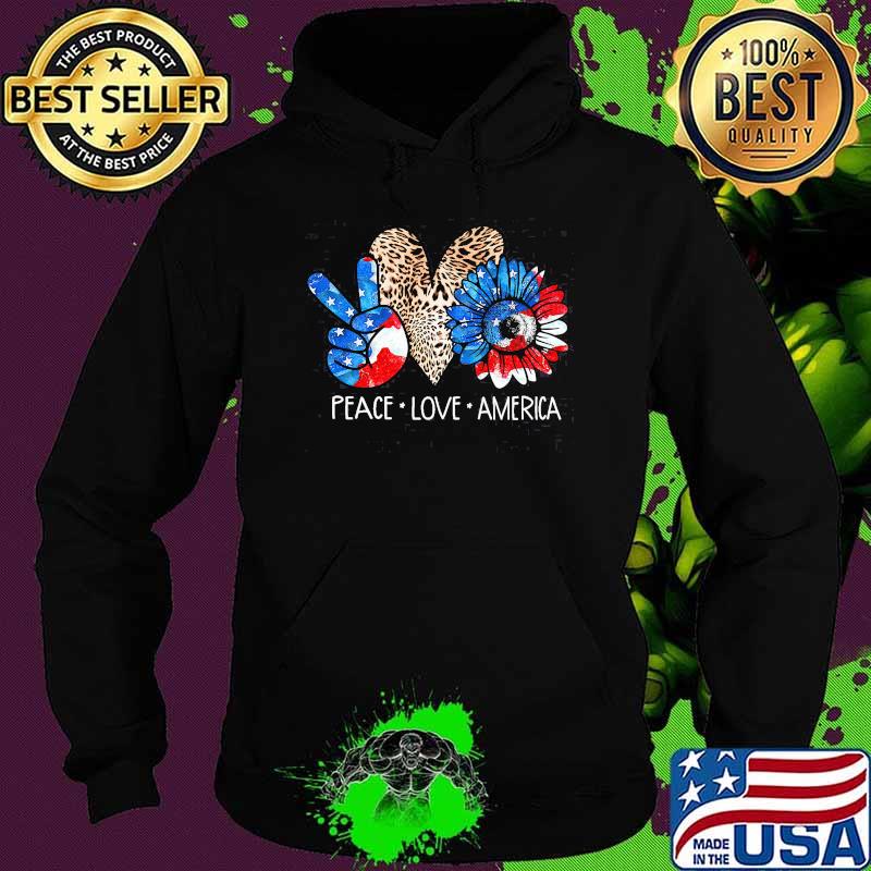 Peace Love America Sunflower Lepoard Shirt Hoodie Peace Love America Sunflower Lepoard Shirt Hoodie