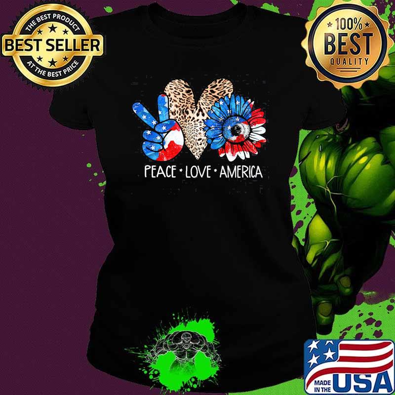 Peace Love America Sunflower Lepoard Shirt Ladies tee Peace Love America Sunflower Lepoard Shirt Ladies tee