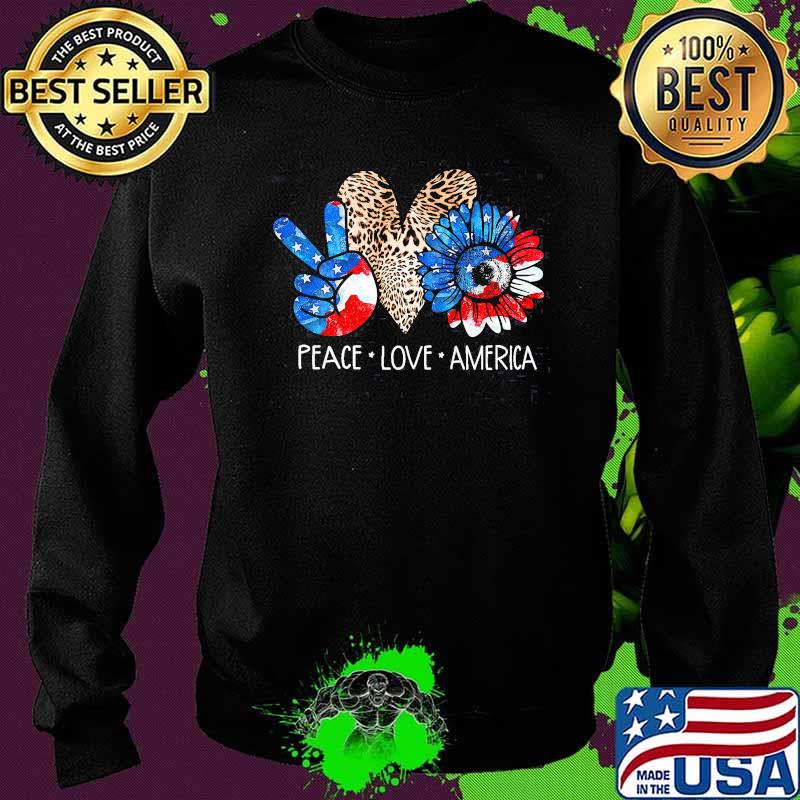 Peace Love America Sunflower Lepoard Shirt Sweater Peace Love America Sunflower Lepoard Shirt Sweater