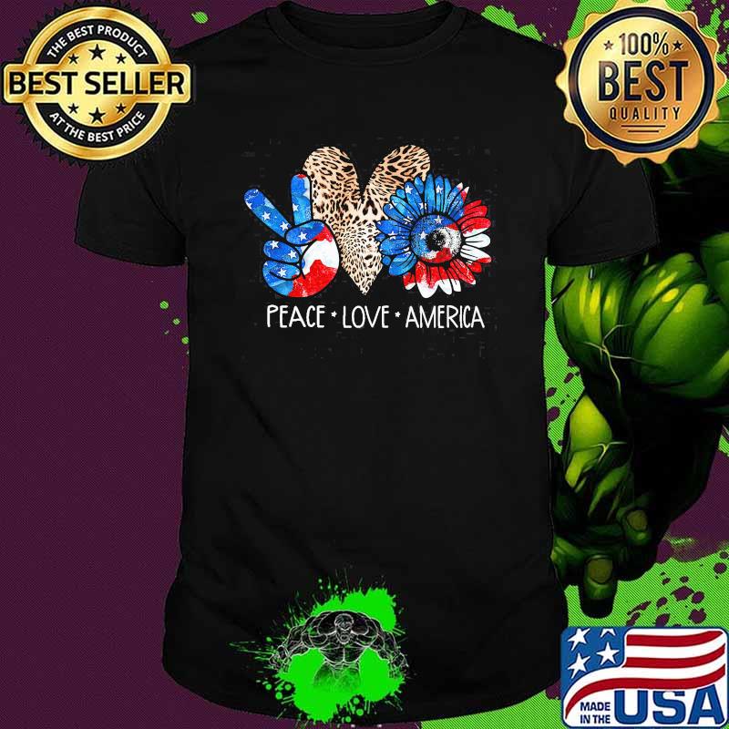 Peace Love America Sunflower Lepoard Shirt Peace Love America Sunflower Lepoard Shirt
