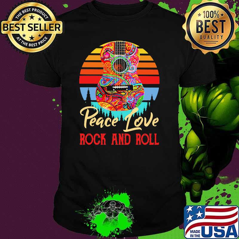 Peace Love Rock And Roll Guitar Vintage Shirt