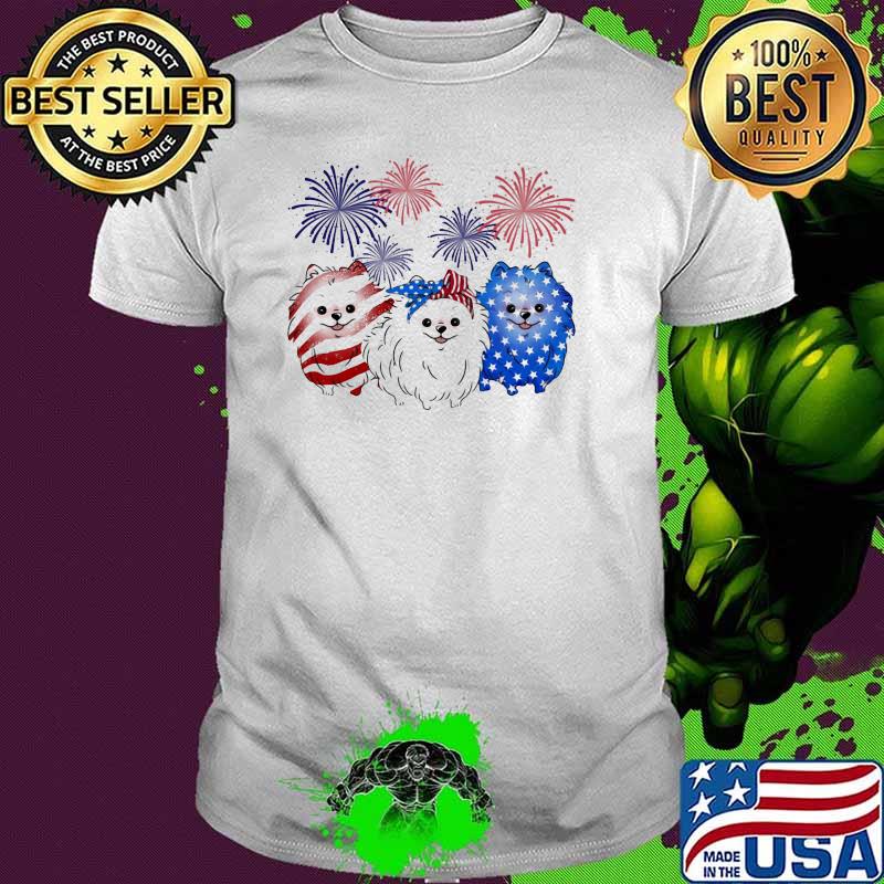 Pomeranian flag colors dog lovers american flag firework shirt