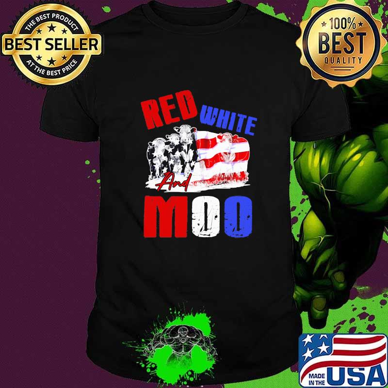 Red White And Moo Cow American Flag Shirt