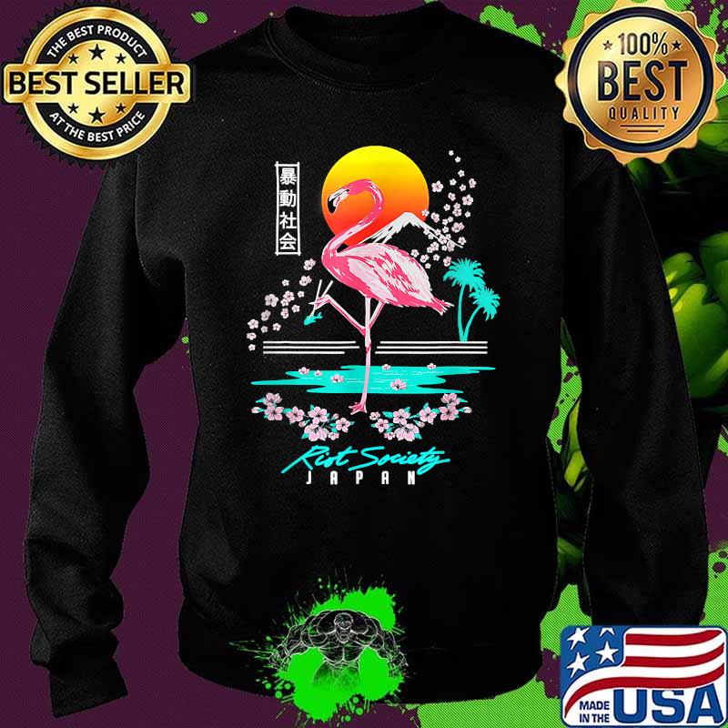 Riot Society Graphic Embroidered Flamingo Japan Sunset Shirt Sweater Riot Society Graphic Embroidered Flamingo Japan Sunset Shirt Sweater