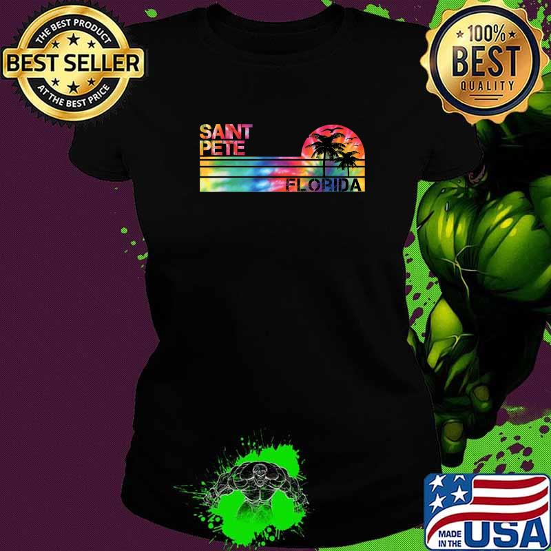 Saint Pete Florida Tie Dye Vintage Inspired Striped T-Shirt Ladies tee Saint Pete Florida Tie Dye Vintage Inspired Striped T-Shirt Ladies tee