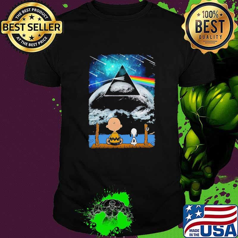 Snoopy and charlie see the moon pink floyd shirt