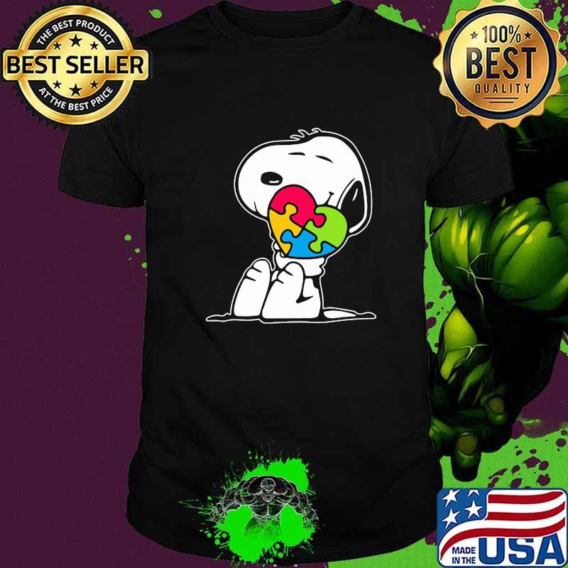 Snoopy hug heart austism awareness shirt