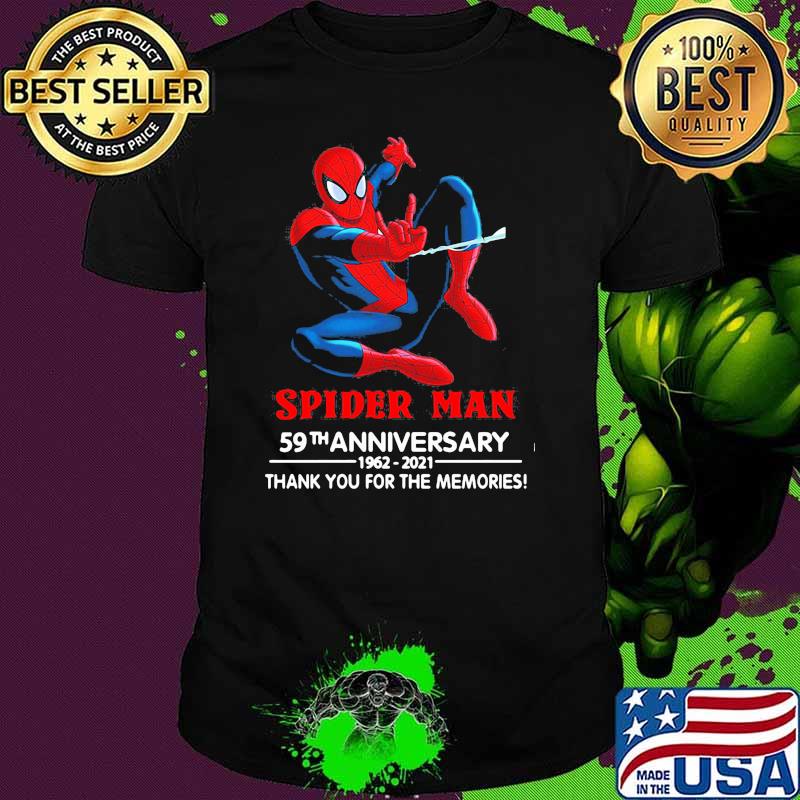 Spider man 59th anniversary 1962 2021 thank you for the memories shirt