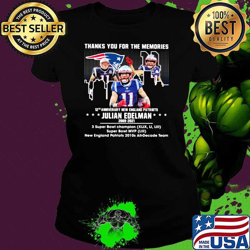 Thank you for the memories 12th anniversary new england patriots julian edelman 2009 2021 Ladies tee Thank you for the memories 12th anniversary new england patriots julian edelman 2009 2021 Ladies tee