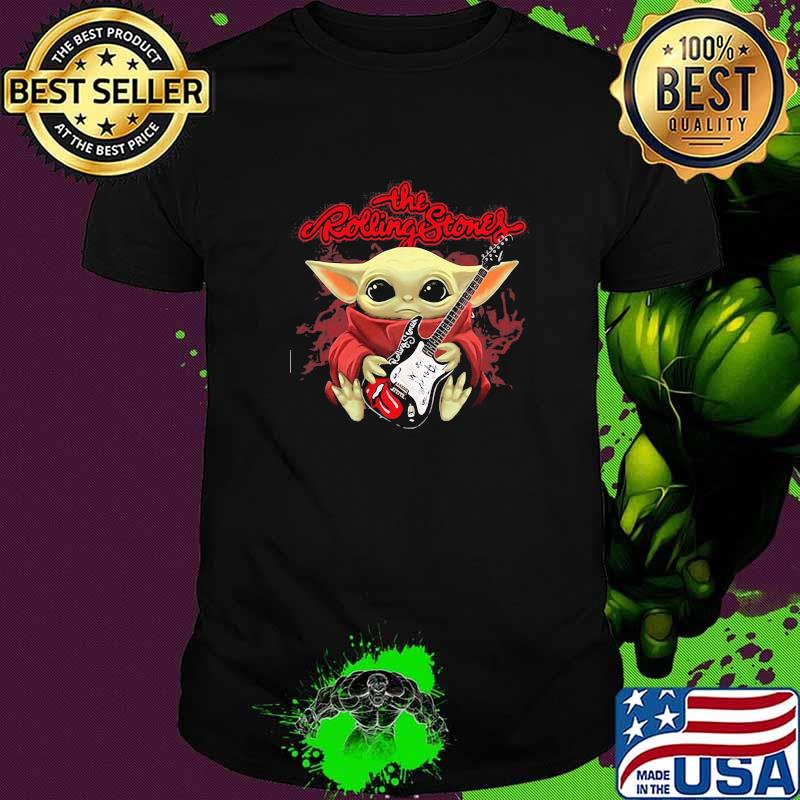 The rolling stones baby yoda player guitar shirt