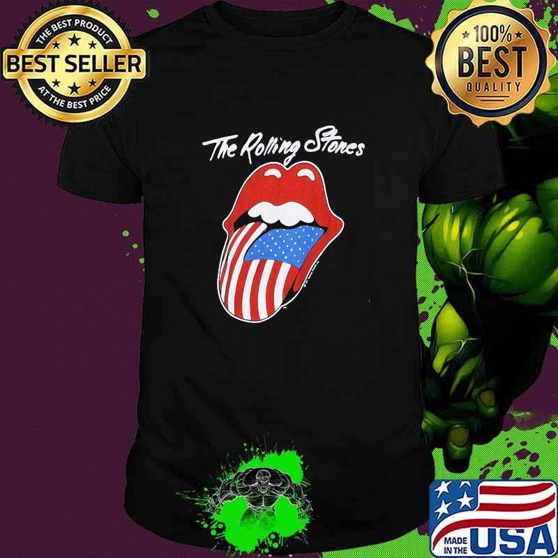 The rolling stones lips american flag shirt