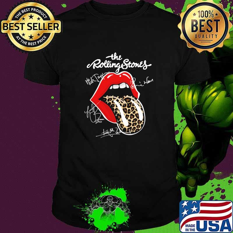 The rolling stones lips leopard signature shirt