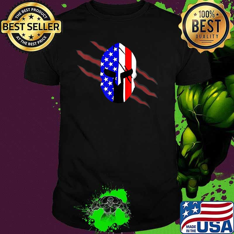 USA Red White and Blue Patriotic Spartan Helmet Shirt