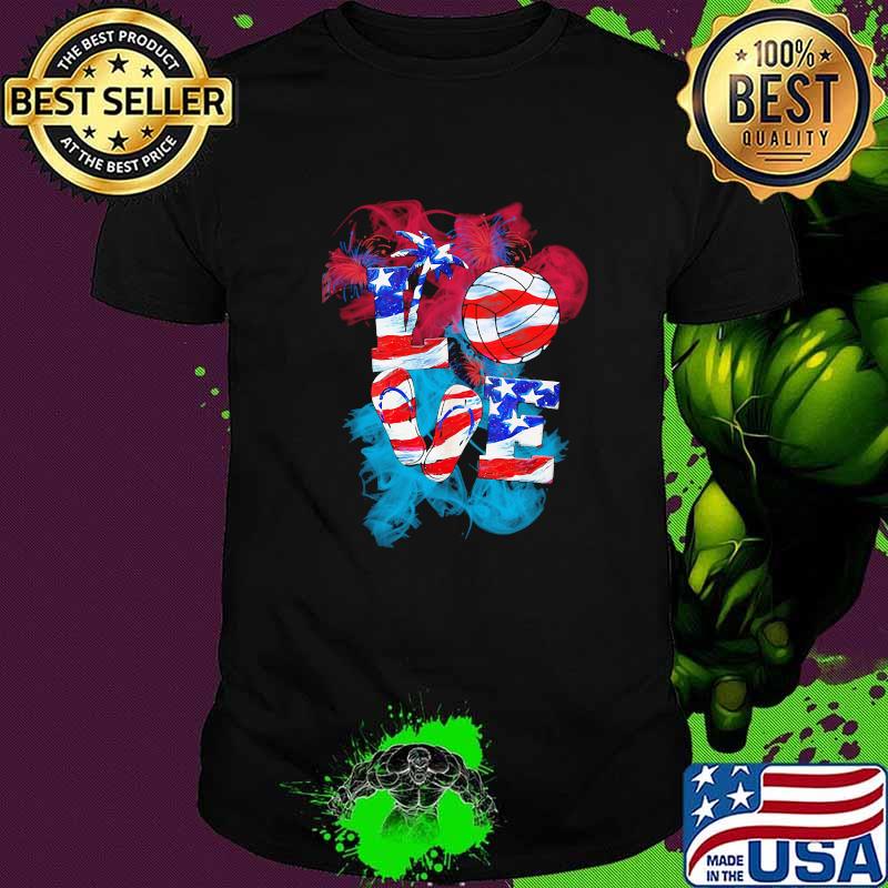 Volleyball Love Summer Flag 4th of July shirt