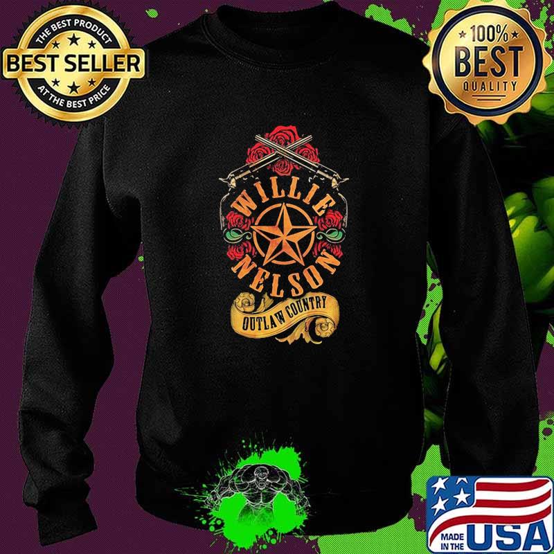 Willie Nelson Outlaw Country Roses Gun Star Shirt Sweater Willie Nelson Outlaw Country Roses Gun Star Shirt Sweater