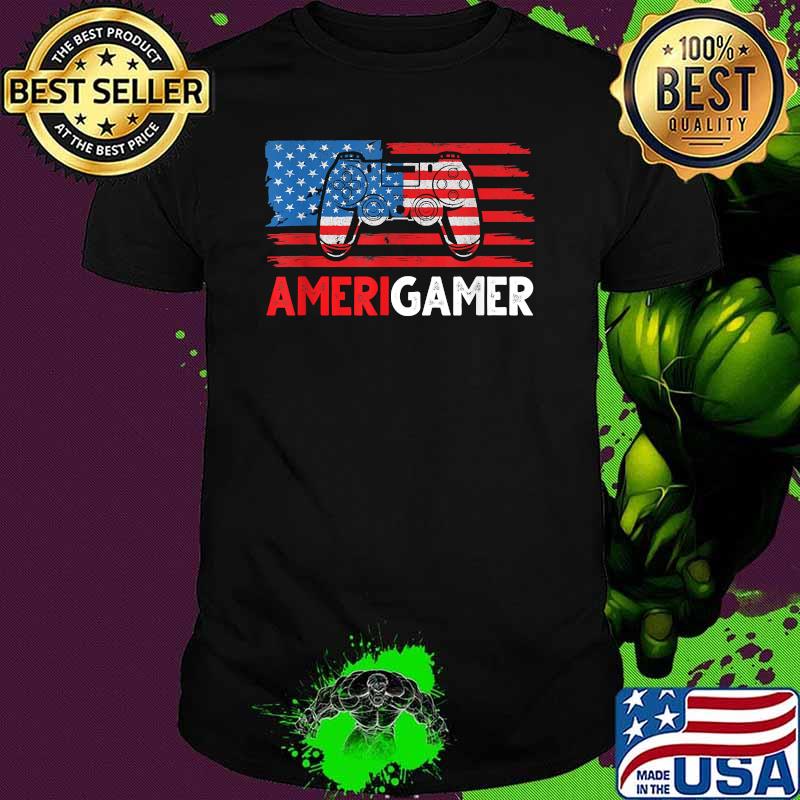 4th Of July Amerigamer Controller Video Game USA Flag T-Shirt