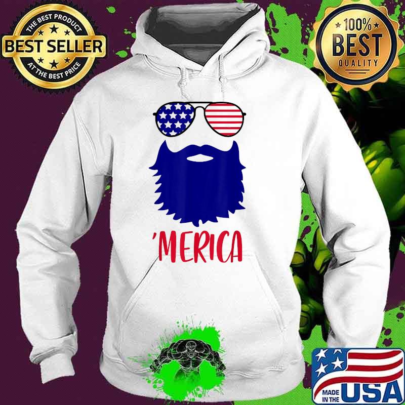 4th Of July Boys Bearded Men Dad Merica American Flag Sunglasses T-Shirt Hoodie 4th Of July Boys Bearded Men Dad Merica American Flag Sunglasses T-Shirt Hoodie
