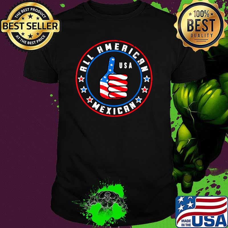 All American Mexican USA American Flag Thumbs Up Hand T-Shirt