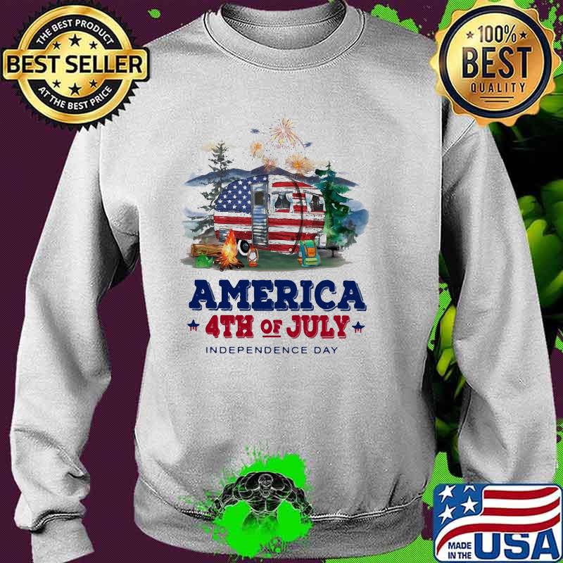 America 4th Of July Independence Day American Flag Camping Shirt Sweater America 4th Of July Independence Day American Flag Camping Shirt Sweater