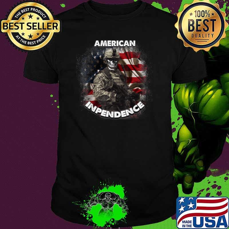 American Inpendence Skull Soldier Flag T-Shirt