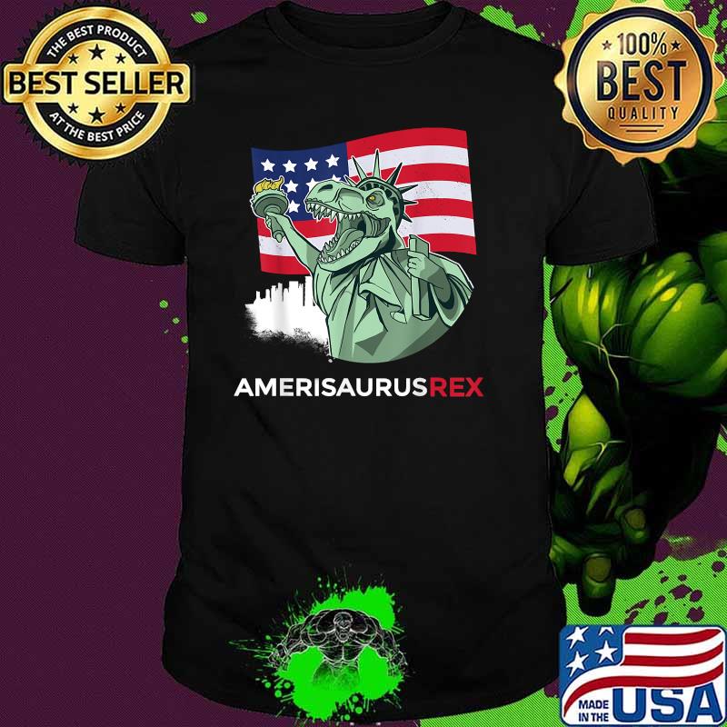 Amerisaurus Rex Patriotic Boys Dinosaur 4th of July Flag T-Shirt