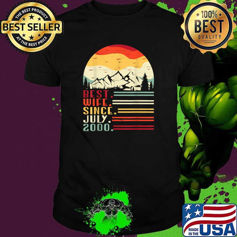 Best Wife Since July 2000 Happy Wedding Anniversary 21 Years Vintage Sunset T-Shirt