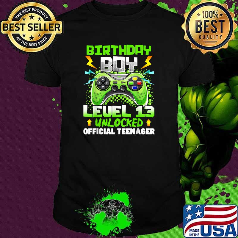 Birthday Boy Level 13 Unlocked Official Teenager Gamer T-Shirt