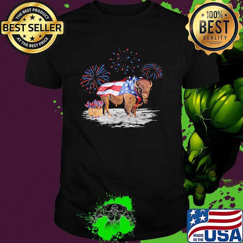 Bison 4th July Collection American Flag Firework Shirt