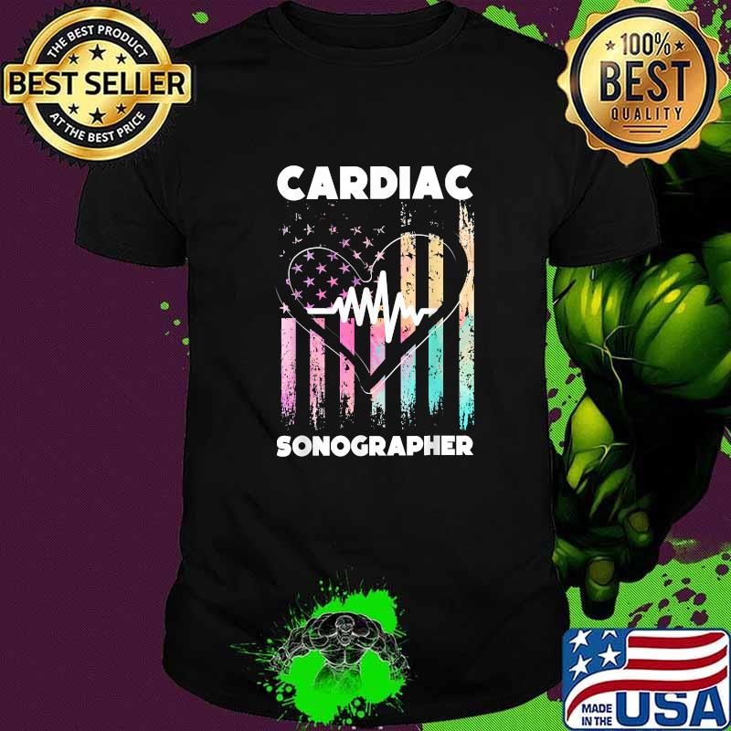 Cardiac Sonographer American Flag T-Shirt