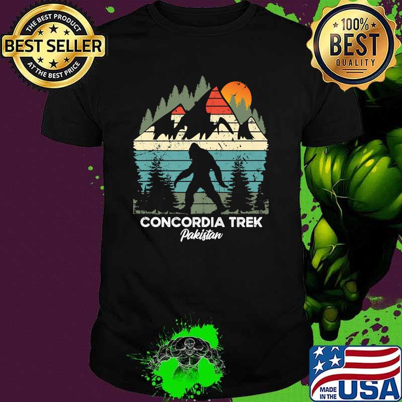 Concordia Trek Hiking Bigfoot Mountain Sunset Vintage T-Shirt