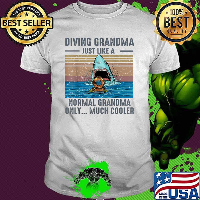 Diving Grandma Just Like A Normal Grandma Only Much Cooler Shark Vintage T-Shirt