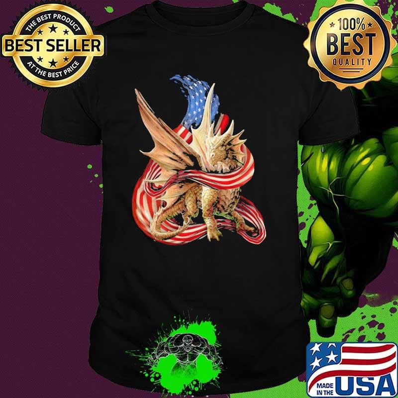 Dragon cool and freedom dragon lover American Flag Shirt