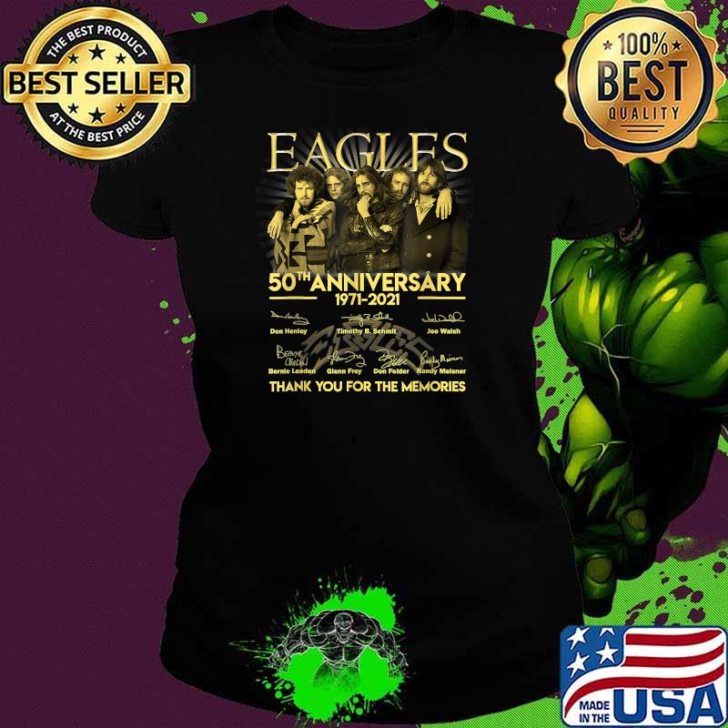 EAGELS 50th anniversary 1971 2021 thank you for the memories signatures Ladies tee EAGELS 50th anniversary 1971 2021 thank you for the memories signatures Ladies tee